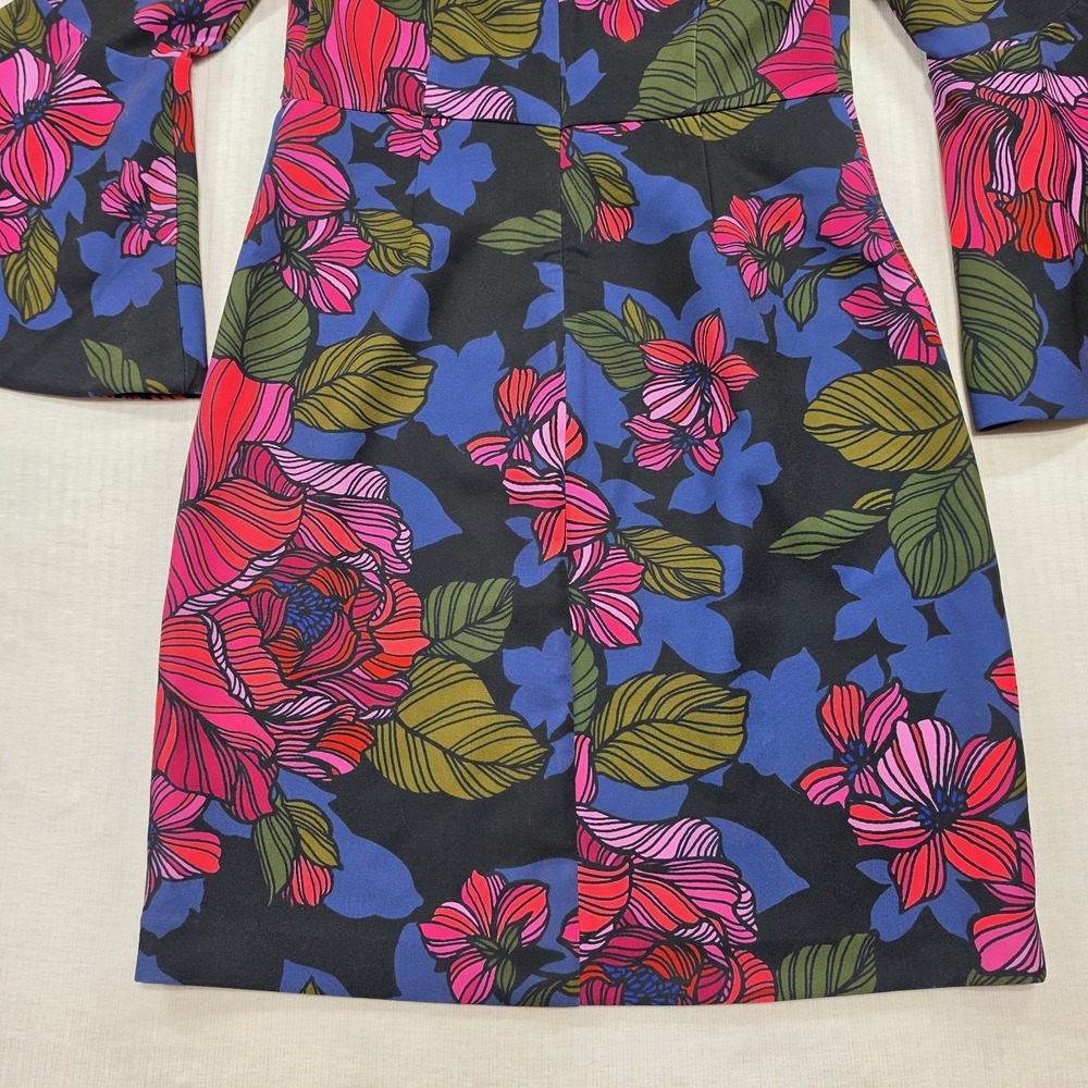NWT Trina Trina Turk Pink Blue Floral Bell Sleeve Shift Dress Size 6 Retro Mod - Picture 11 of 12